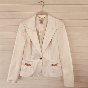 Cache white blazer with beautiful detail on pockets size 12